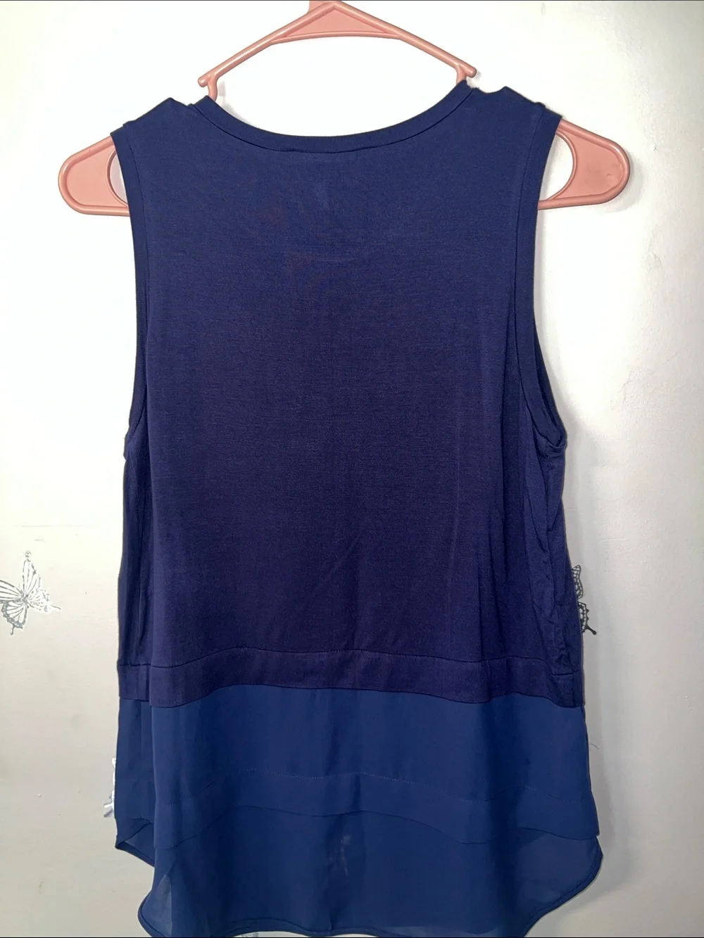 Michael Kors Navy Layered Sleeveless Tank Top